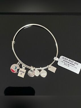 Alex and Ani Silver Charm Bangle Bracelet with Multicolor Accent